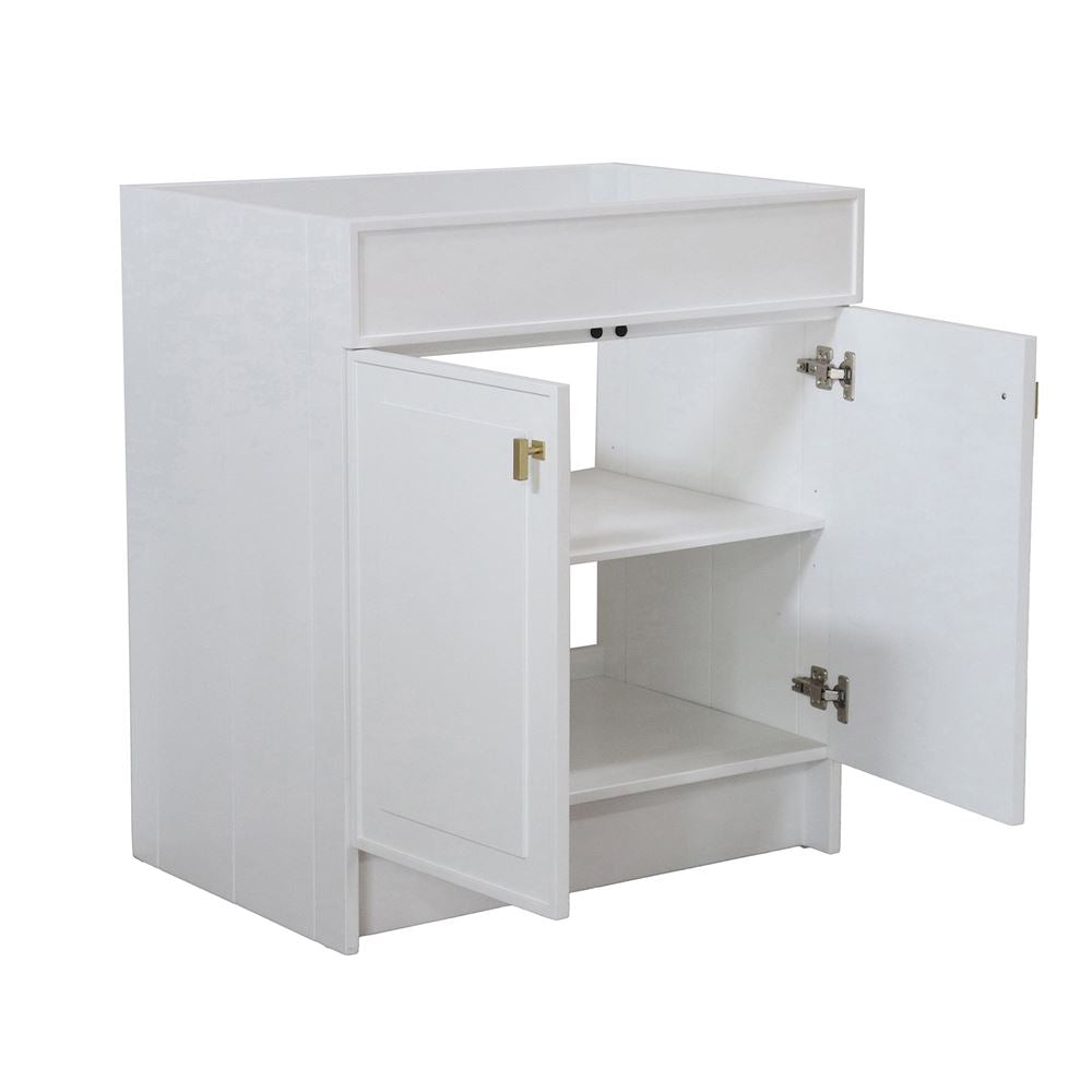 Bellaterra Home F30B-GD-CAB 30" White Single Foldable Vanity Cabinet With Gold Hardware