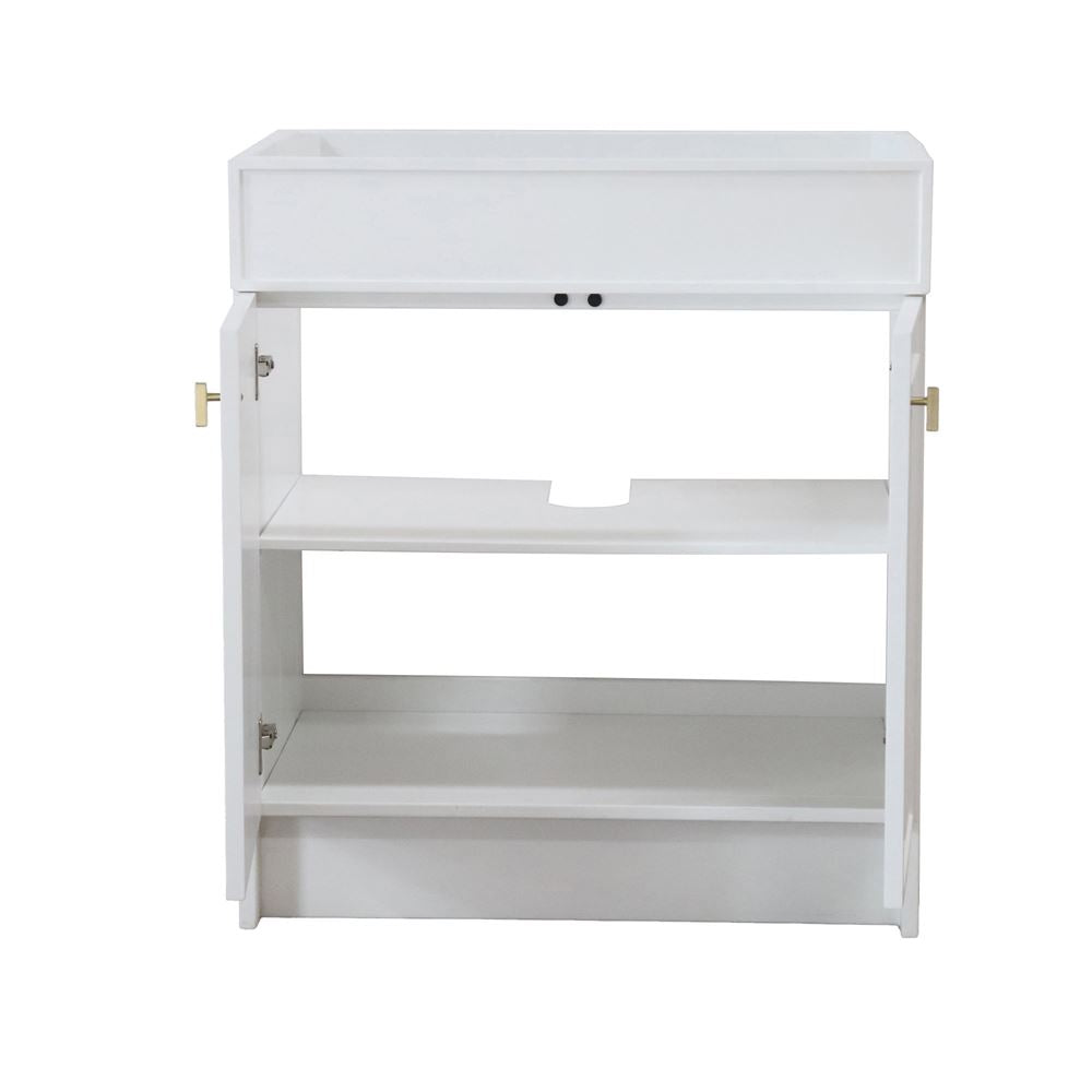 Bellaterra Home F30B-GD-CAB 30" White Single Foldable Vanity Cabinet With Gold Hardware