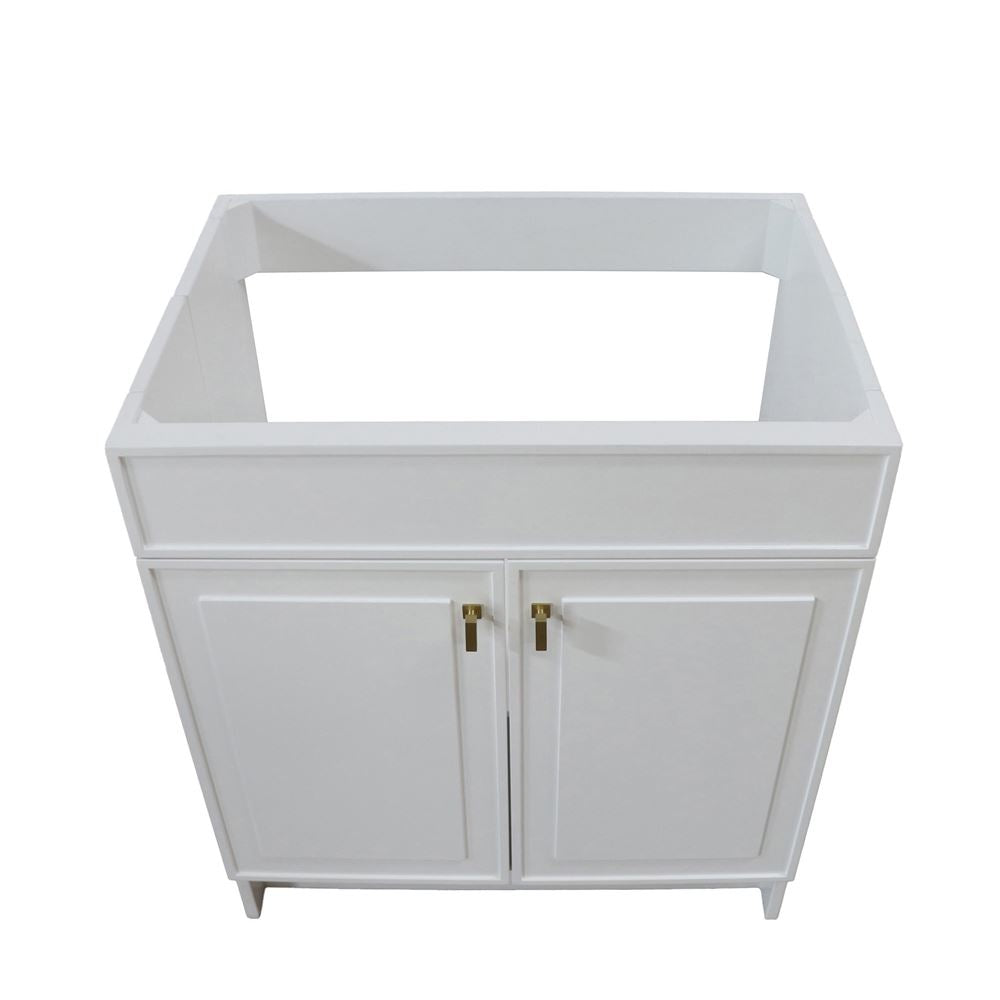 Bellaterra Home F30B-GD-CAB 30" White Single Foldable Vanity Cabinet With Gold Hardware