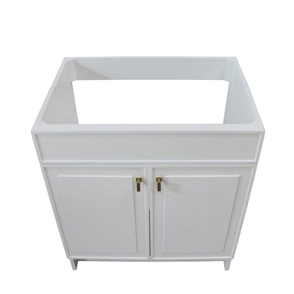 Bellaterra Home F30B-GD-CAB 30" White Single Foldable Vanity Cabinet With Gold Hardware