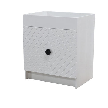 Bellaterra Home F30C-BL-CAB 30" White Single Foldable Vanity Cabinet With Black Hardware