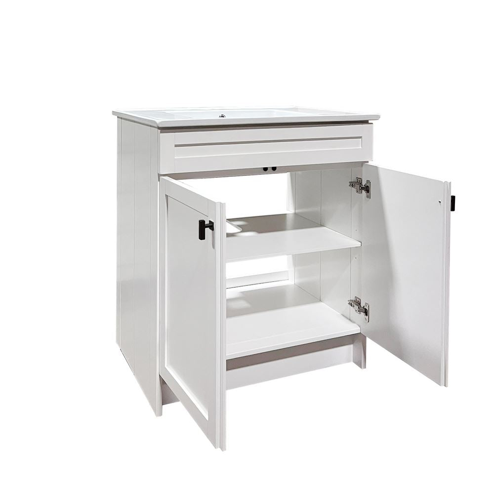 Bellaterra Home F31A-BL-CE 31" White Single Foldable Sink Vanity with White Ceramic Top