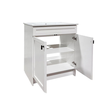 Bellaterra Home F31A-BL-CE 31" White Single Foldable Sink Vanity with White Ceramic Top