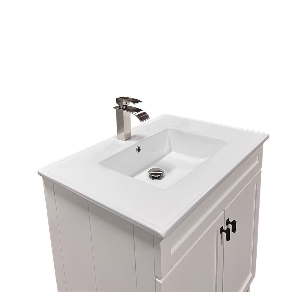 Bellaterra Home F31A-BL-CE 31" White Single Foldable Sink Vanity with White Ceramic Top