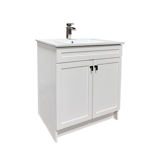 Bellaterra Home F31A-BL-CE 31" White Single Foldable Sink Vanity with White Ceramic Top