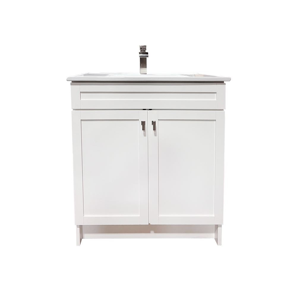 Bellaterra Home F31A-BN-CE 31" White Single Foldable Sink Vanity with White Ceramic Top