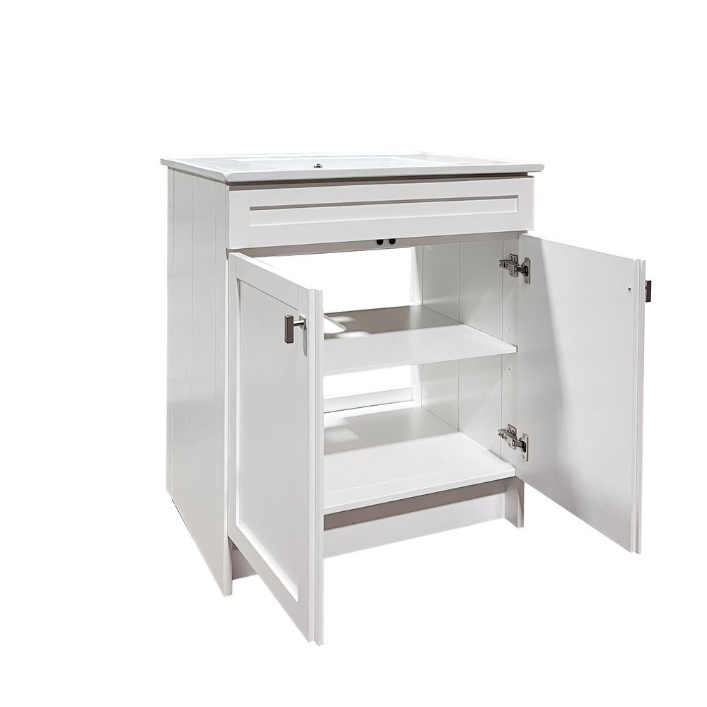 Bellaterra Home F31A-BN-CE 31" White Single Foldable Sink Vanity with White Ceramic Top