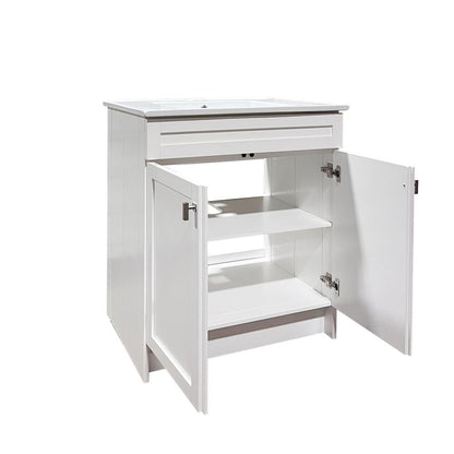 Bellaterra Home F31A-BN-CE 31" White Single Foldable Sink Vanity with White Ceramic Top