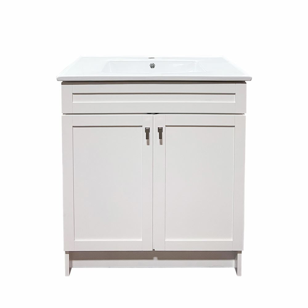 Bellaterra Home F31A-BN-CE 31" White Single Foldable Sink Vanity with White Ceramic Top