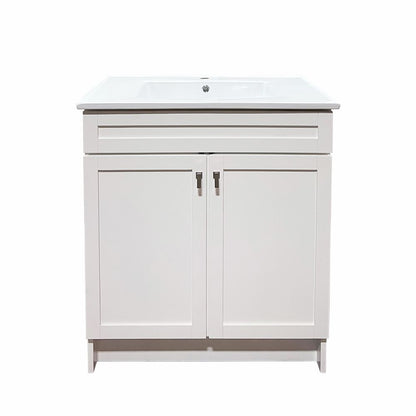 Bellaterra Home F31A-BN-CE 31" White Single Foldable Sink Vanity with White Ceramic Top