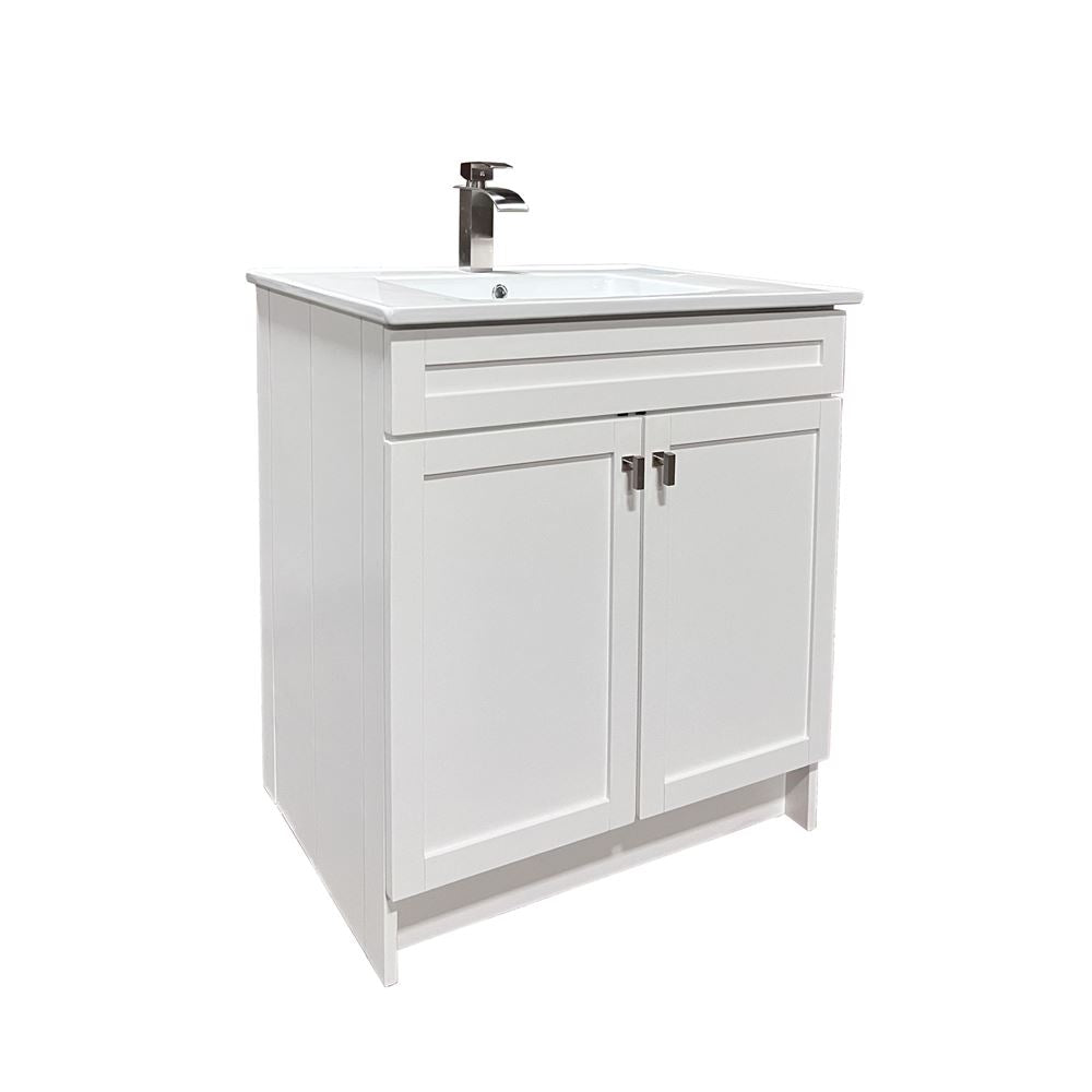 Bellaterra Home F31A-BN-CE 31" White Single Foldable Sink Vanity with White Ceramic Top