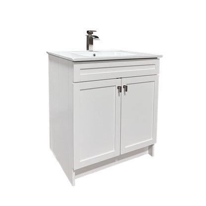Bellaterra Home F31A-BN-CE 31" White Single Foldable Sink Vanity with White Ceramic Top
