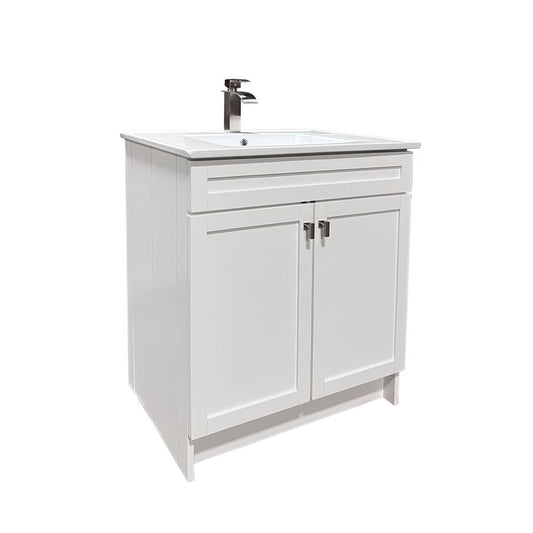 Bellaterra Home F31A-BN-CE 31" White Single Foldable Sink Vanity with White Ceramic Top