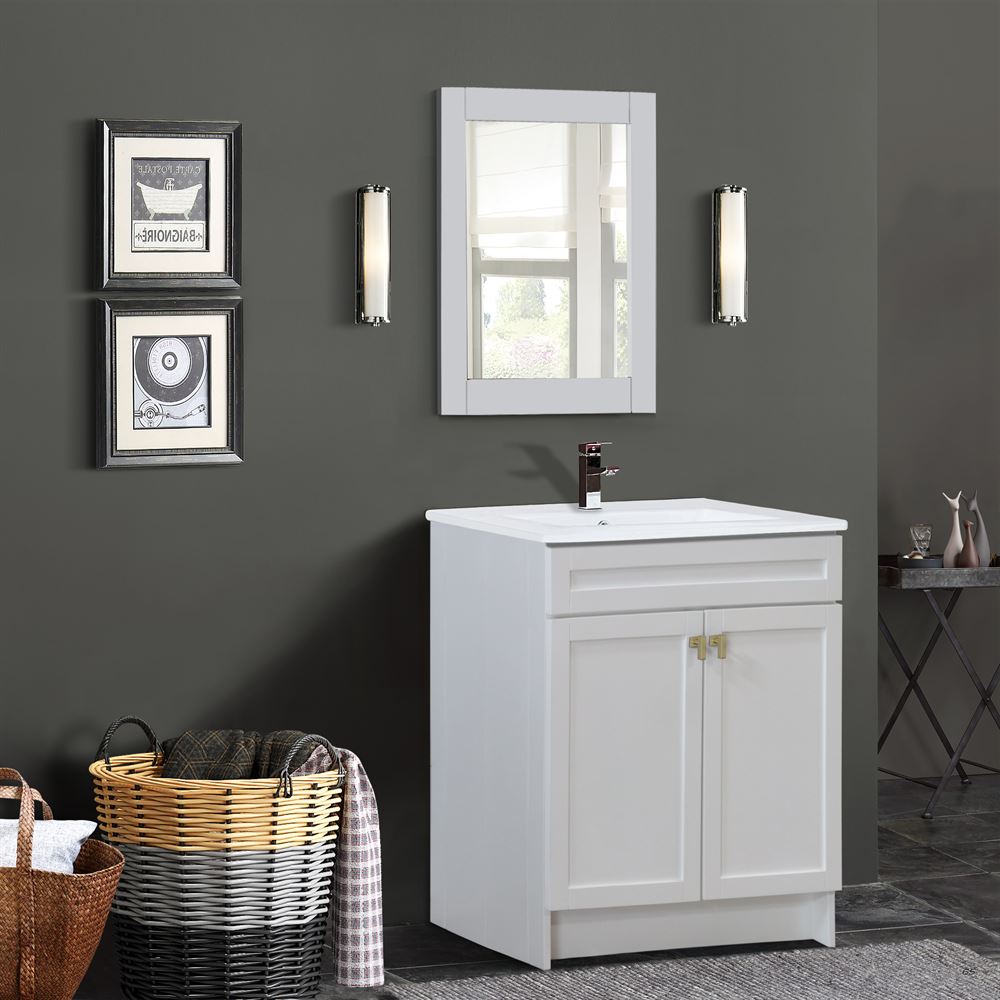 Bellaterra Home F31A-GD-CE 31" White Single Foldable Sink Vanity with White Ceramic Top