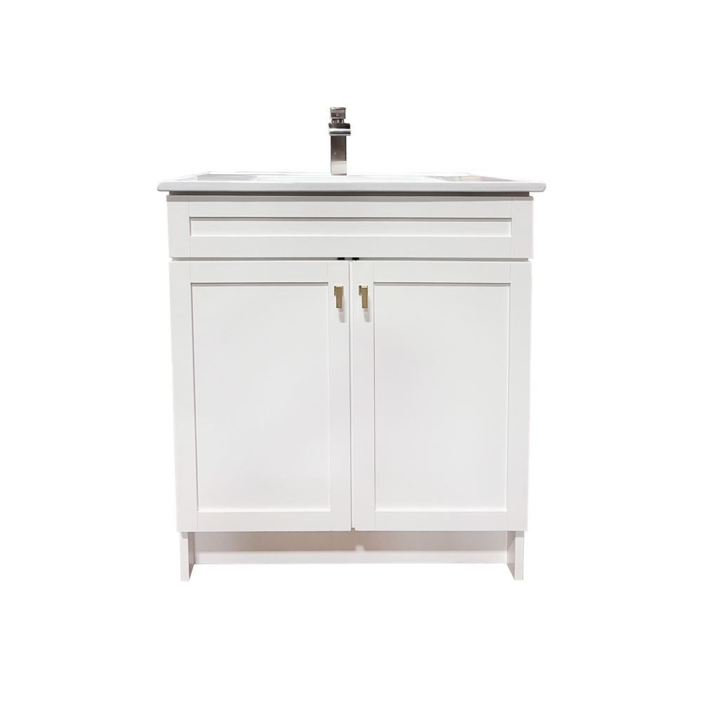 Bellaterra Home F31A-GD-CE 31" White Single Foldable Sink Vanity with White Ceramic Top