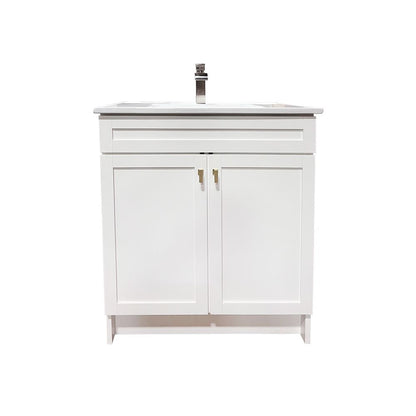 Bellaterra Home F31A-GD-CE 31" White Single Foldable Sink Vanity with White Ceramic Top