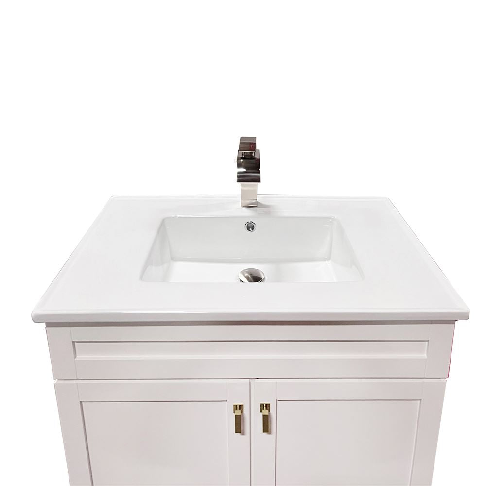 Bellaterra Home F31A-GD-CE 31" White Single Foldable Sink Vanity with White Ceramic Top