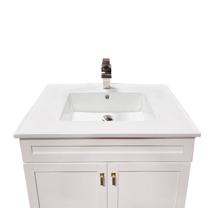 Bellaterra Home F31A-GD-CE 31" White Single Foldable Sink Vanity with White Ceramic Top