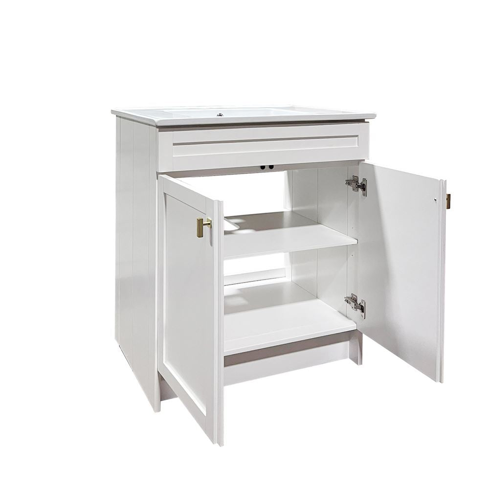 Bellaterra Home F31A-GD-CE 31" White Single Foldable Sink Vanity with White Ceramic Top