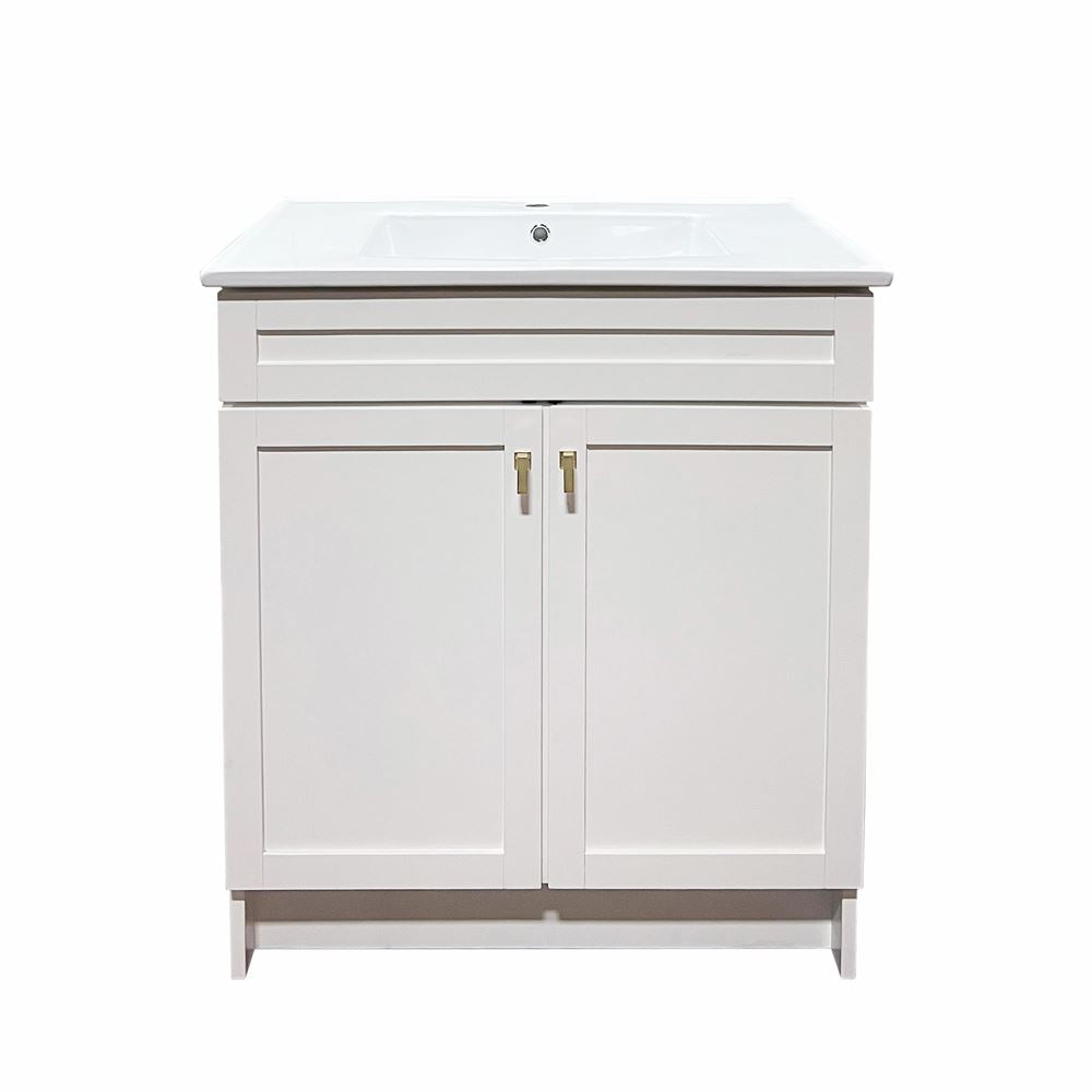 Bellaterra Home F31A-GD-CE 31" White Single Foldable Sink Vanity with White Ceramic Top
