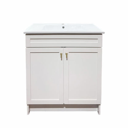 Bellaterra Home F31A-GD-CE 31" White Single Foldable Sink Vanity with White Ceramic Top