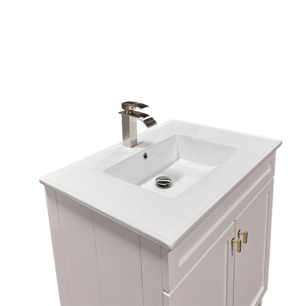 Bellaterra Home F31A-GD-CE 31" White Single Foldable Sink Vanity with White Ceramic Top
