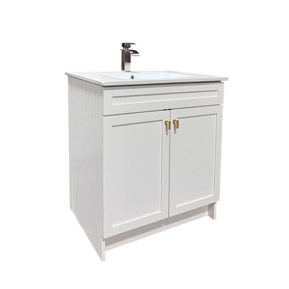 Bellaterra Home F31A-GD-CE 31" White Single Foldable Sink Vanity with White Ceramic Top