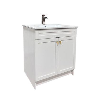 Bellaterra Home F31A-GD-CE 31" White Single Foldable Sink Vanity with White Ceramic Top