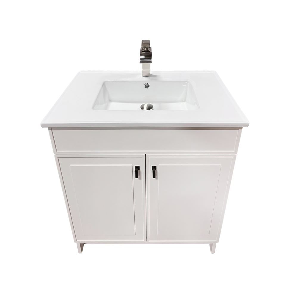 Bellaterra Home F31B-BL-CE 31" White Single Foldable Sink Vanity with White Ceramic Top