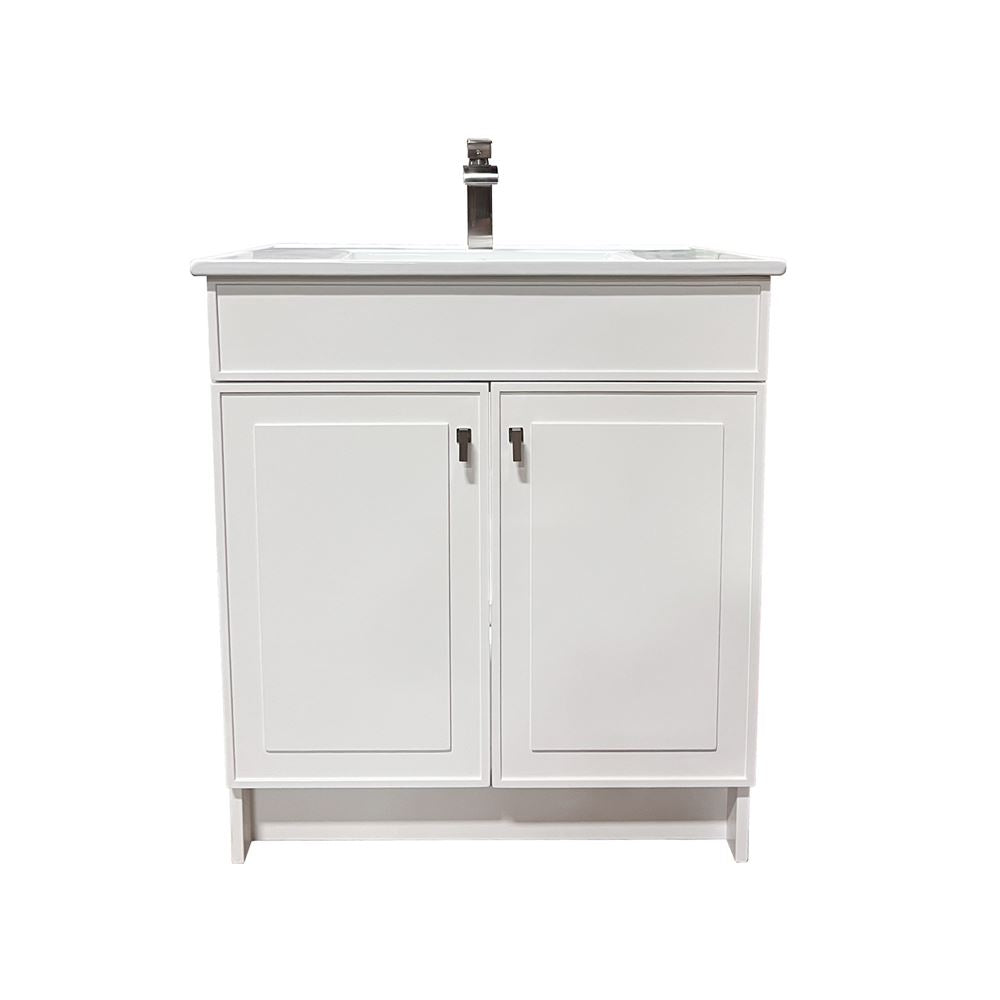 Bellaterra Home F31B-BN-CE 31" White Single Foldable Sink Vanity with White Ceramic Top