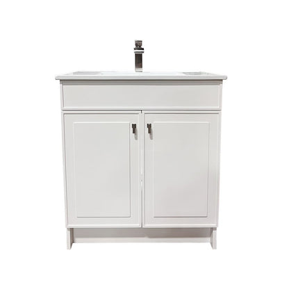 Bellaterra Home F31B-BN-CE 31" White Single Foldable Sink Vanity with White Ceramic Top