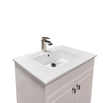 Bellaterra Home F31B-BN-CE 31" White Single Foldable Sink Vanity with White Ceramic Top