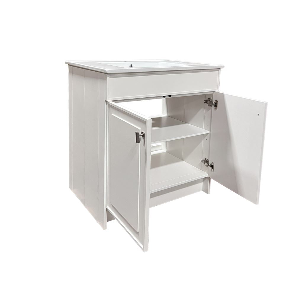 Bellaterra Home F31B-BN-CE 31" White Single Foldable Sink Vanity with White Ceramic Top