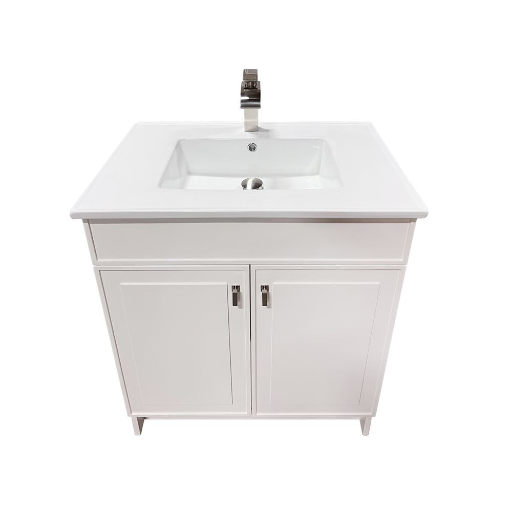 Bellaterra Home F31B-BN-CE 31" White Single Foldable Sink Vanity with White Ceramic Top