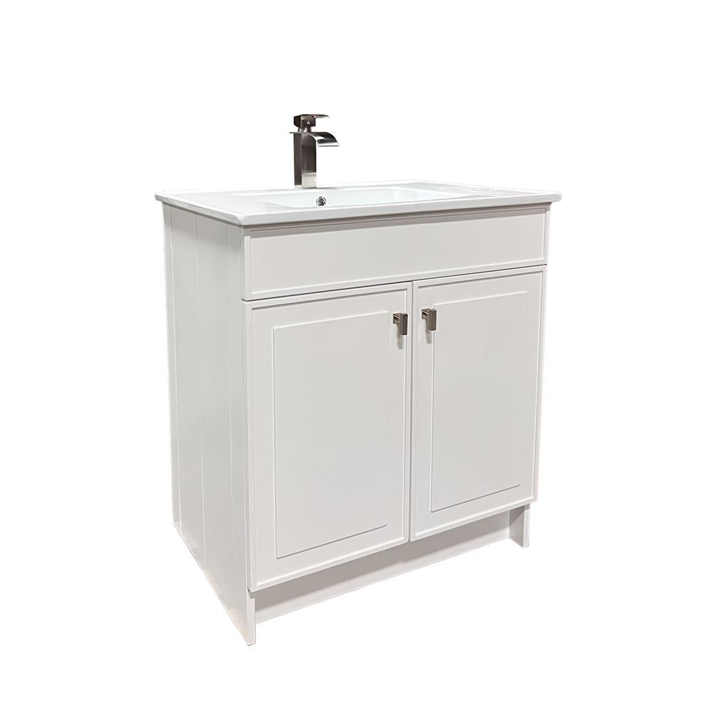 Bellaterra Home F31B-BN-CE 31" White Single Foldable Sink Vanity with White Ceramic Top