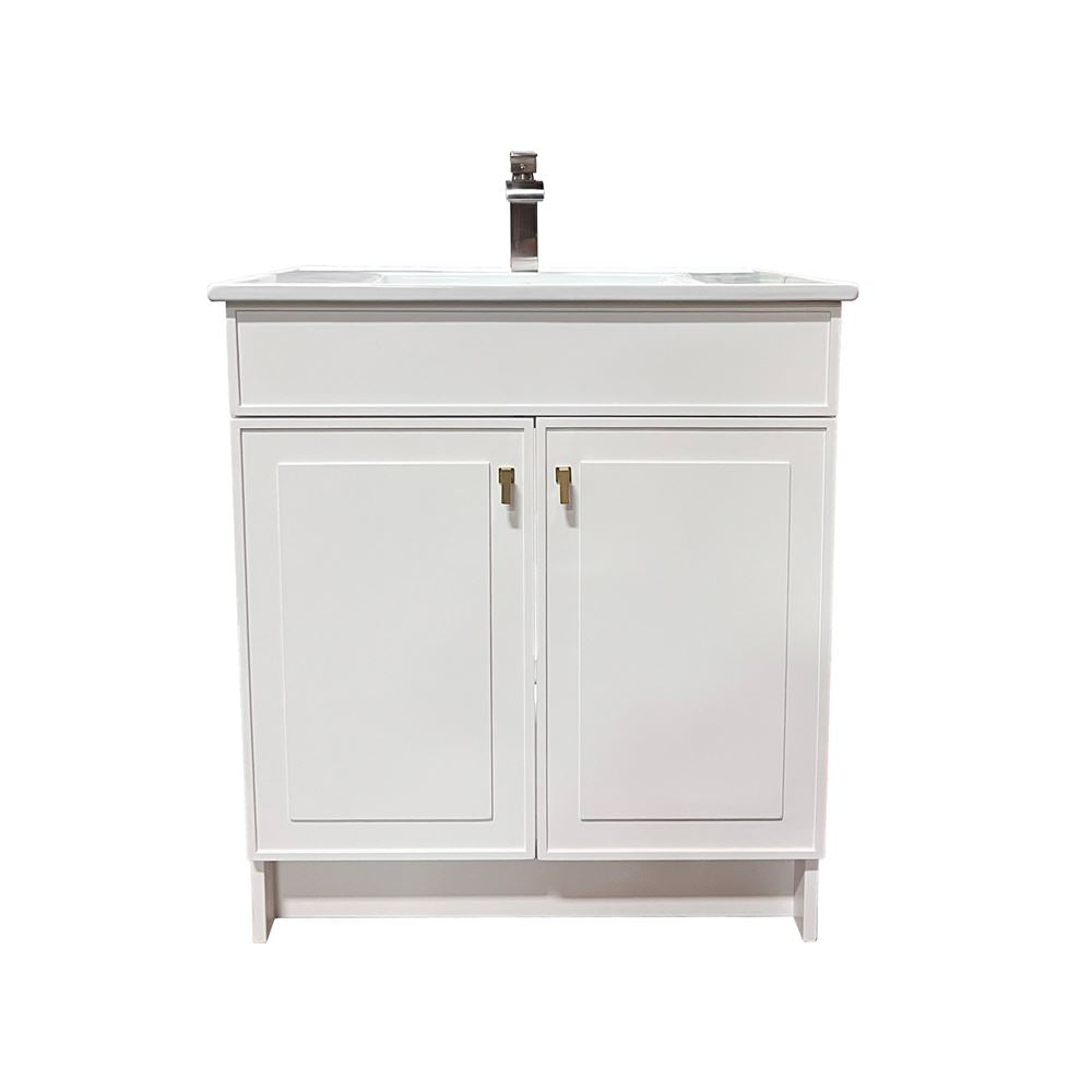 Bellaterra Home F31B-GD-CE 31" White Single Foldable Sink Vanity with White Ceramic Top