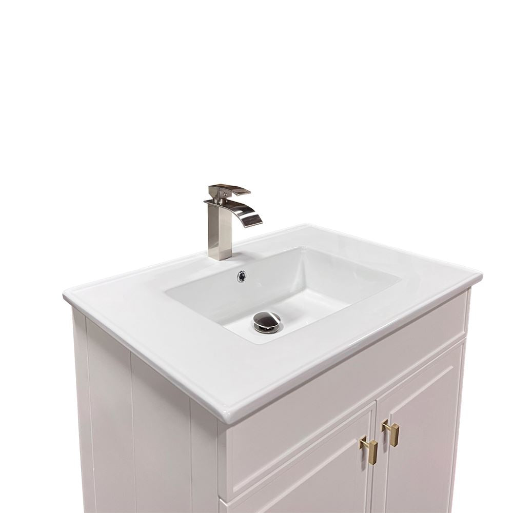 Bellaterra Home F31B-GD-CE 31" White Single Foldable Sink Vanity with White Ceramic Top