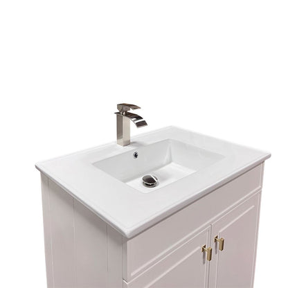 Bellaterra Home F31B-GD-CE 31" White Single Foldable Sink Vanity with White Ceramic Top