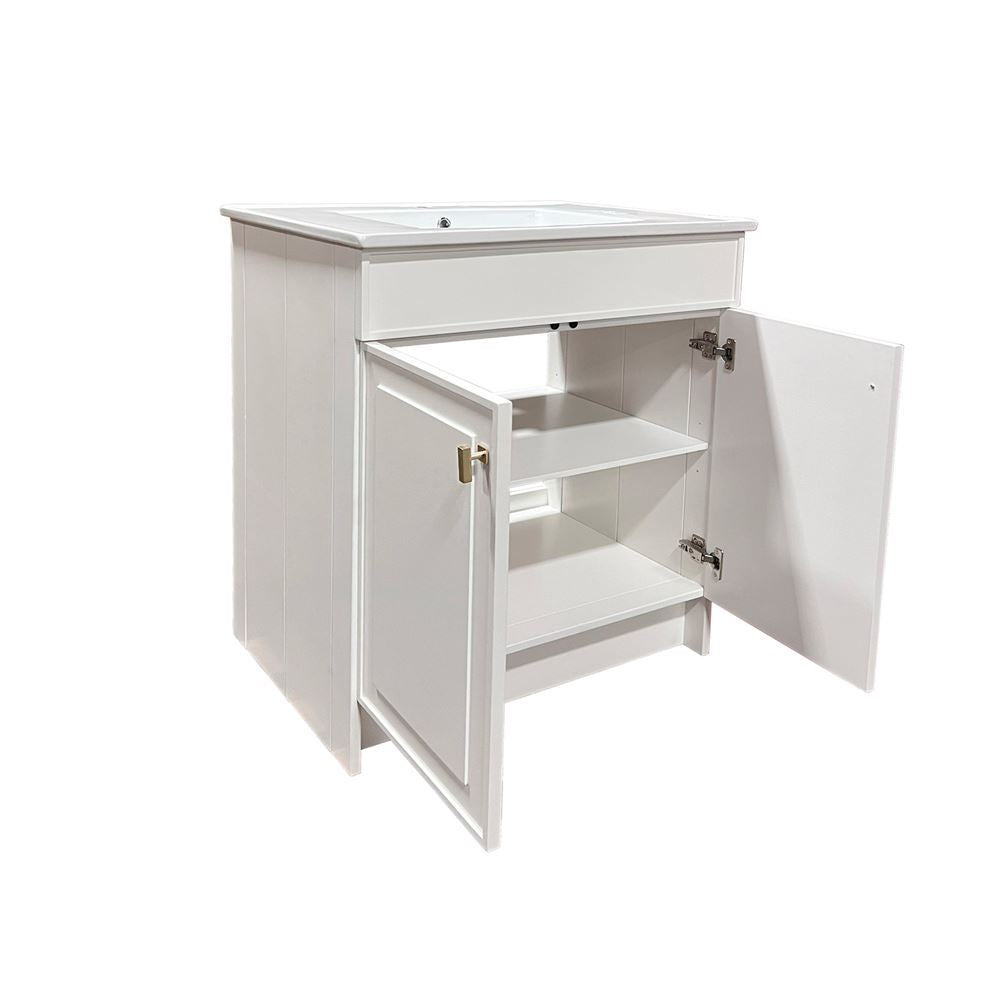 Bellaterra Home F31B-GD-CE 31" White Single Foldable Sink Vanity with White Ceramic Top