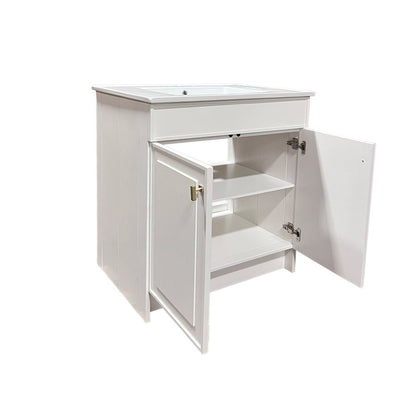 Bellaterra Home F31B-GD-CE 31" White Single Foldable Sink Vanity with White Ceramic Top