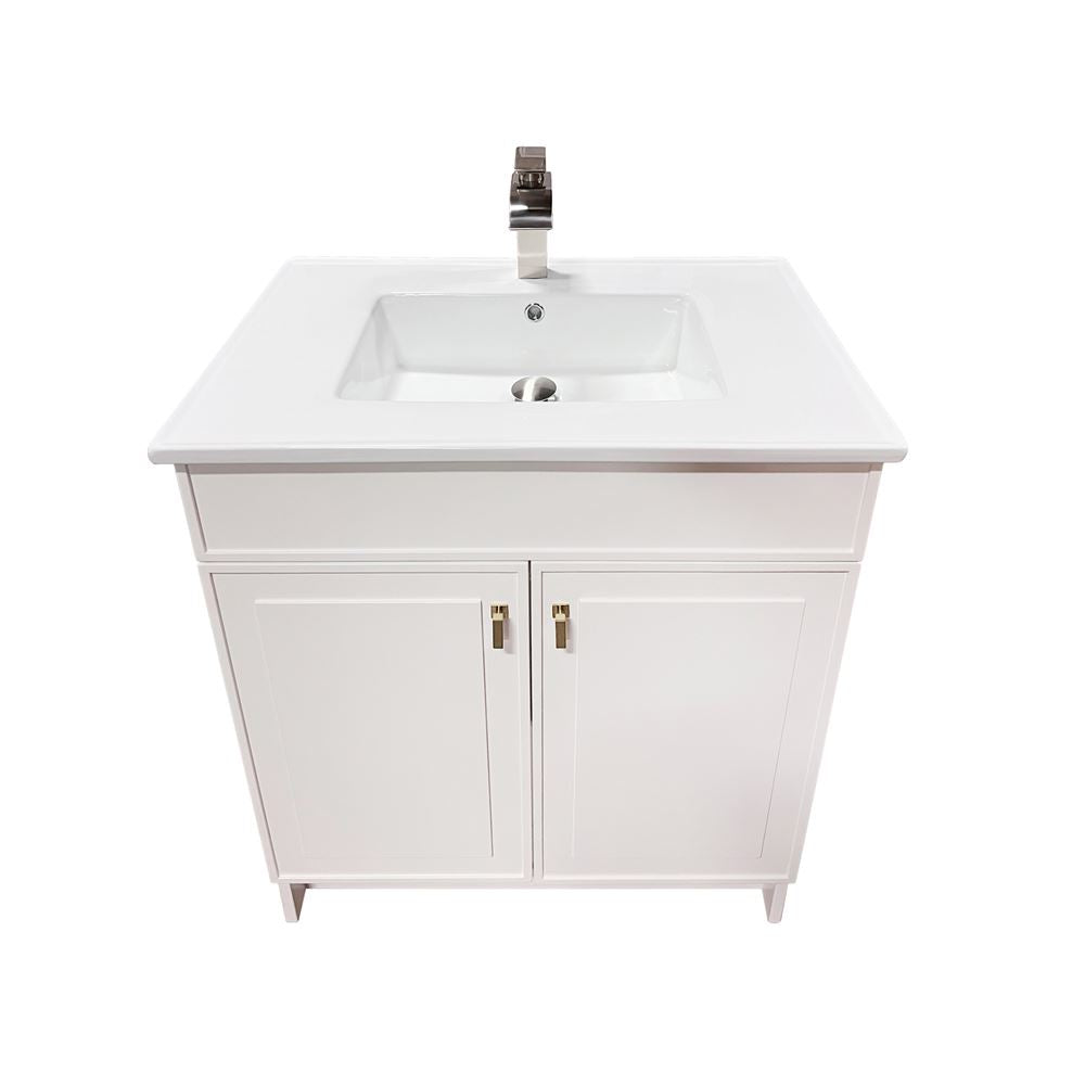 Bellaterra Home F31B-GD-CE 31" White Single Foldable Sink Vanity with White Ceramic Top
