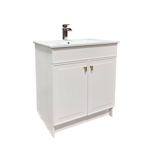 Bellaterra Home F31B-GD-CE 31" White Single Foldable Sink Vanity with White Ceramic Top