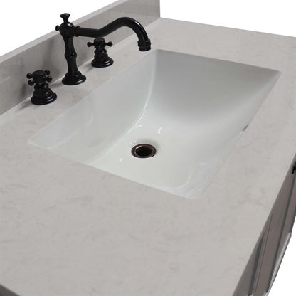 Bellaterra Home G3722-BL-FG-AQ 37" French Gray Single Sink Vanity With Engineered Stone Top and Black Hardware