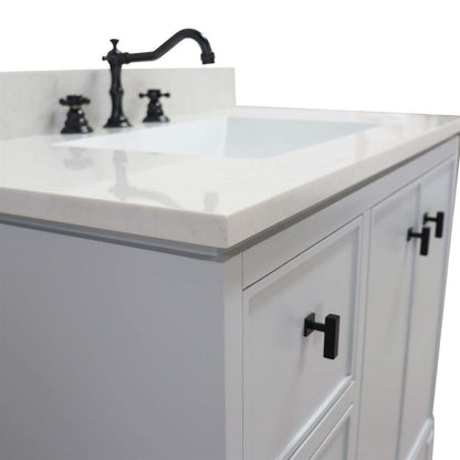 Bellaterra Home G3722-BL-FG-AQ 37" French Gray Single Sink Vanity With Engineered Stone Top and Black Hardware