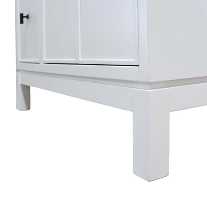 Bellaterra Home G3722-BL-WH-AQ 37" White Single Sink Vanity With Engineered Stone Top and Black Hardware