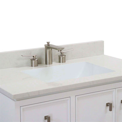 Bellaterra Home G3722-BN-WH-AQ 37" White Single Sink Vanity With Engineered Stone Top and Brushed Nickel Hardware