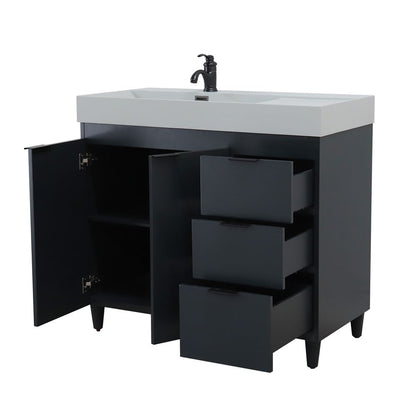Bellaterra Home G3918-DG-FG 39" Dark Gray Single Sink Vanity With Light Gray Composite Granite Sink Top