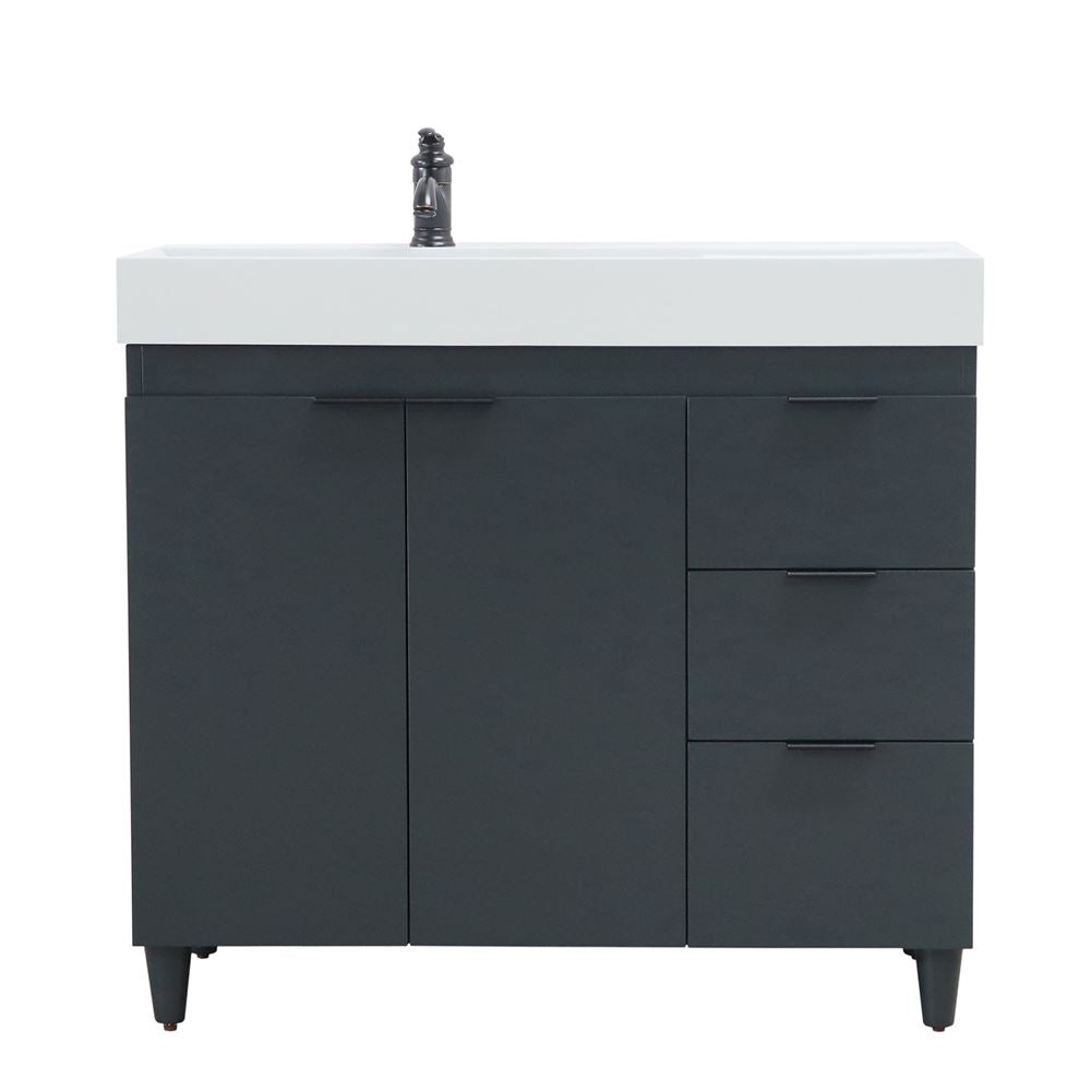 Bellaterra Home G3918-DG-FG 39" Dark Gray Single Sink Vanity With Light Gray Composite Granite Sink Top