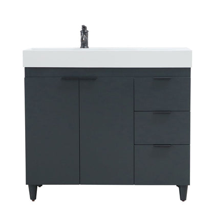Bellaterra Home G3918-DG-FG 39" Dark Gray Single Sink Vanity With Light Gray Composite Granite Sink Top