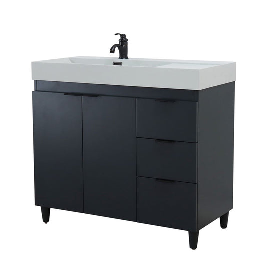 Bellaterra Home G3918-DG-FG 39" Dark Gray Single Sink Vanity With Light Gray Composite Granite Sink Top